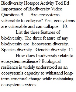 Biodiversity Hotspot Activity